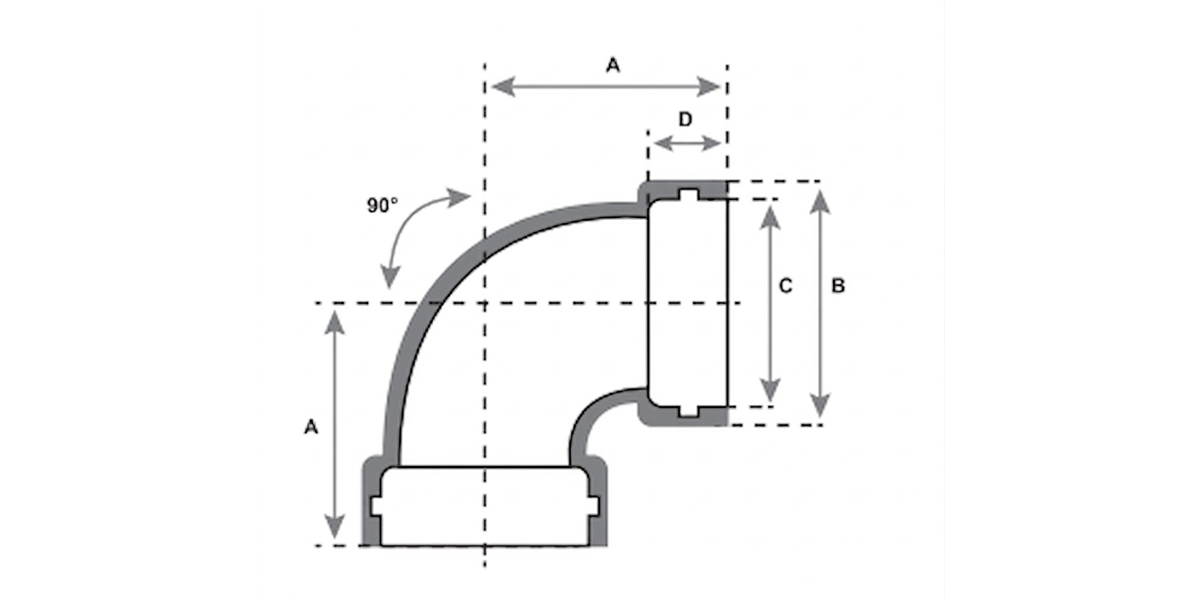 90 Degree SR Bronze Elbow Drawing
